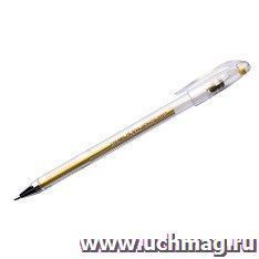 Ручка гелевая Crown Hi-Jell Metallic, золото металлик — интернет-магазин УчМаг