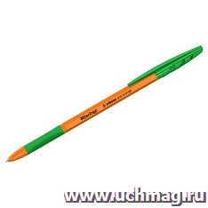 Ручка шариковая Berlingo Tribase grip orange, зеленая — интернет-магазин УчМаг