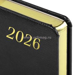 Ежедневник датированный 2026, BRAUBERG Iguana, черный — интернет-магазин УчМаг