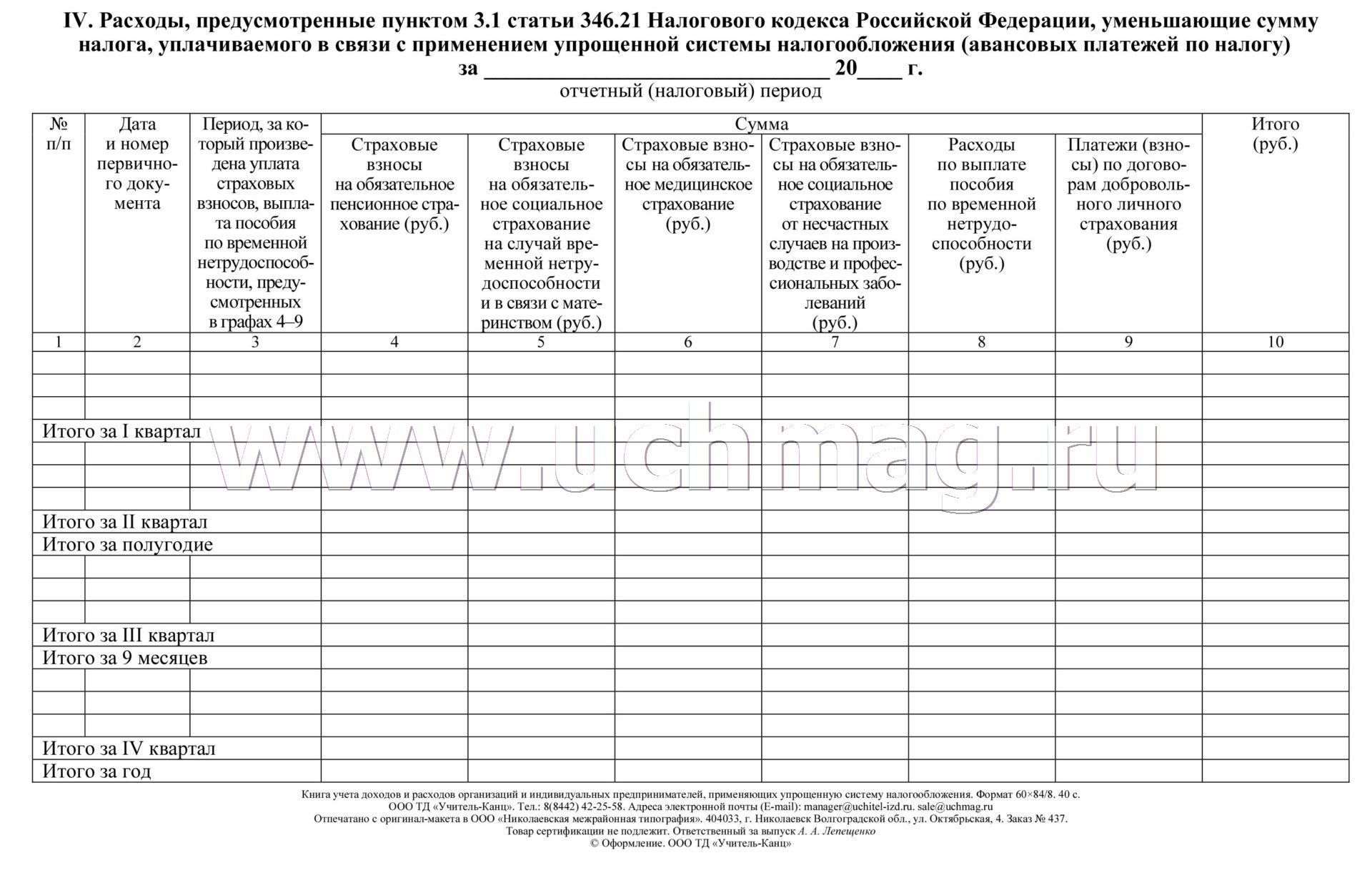 Книга учета ип на усн 2024