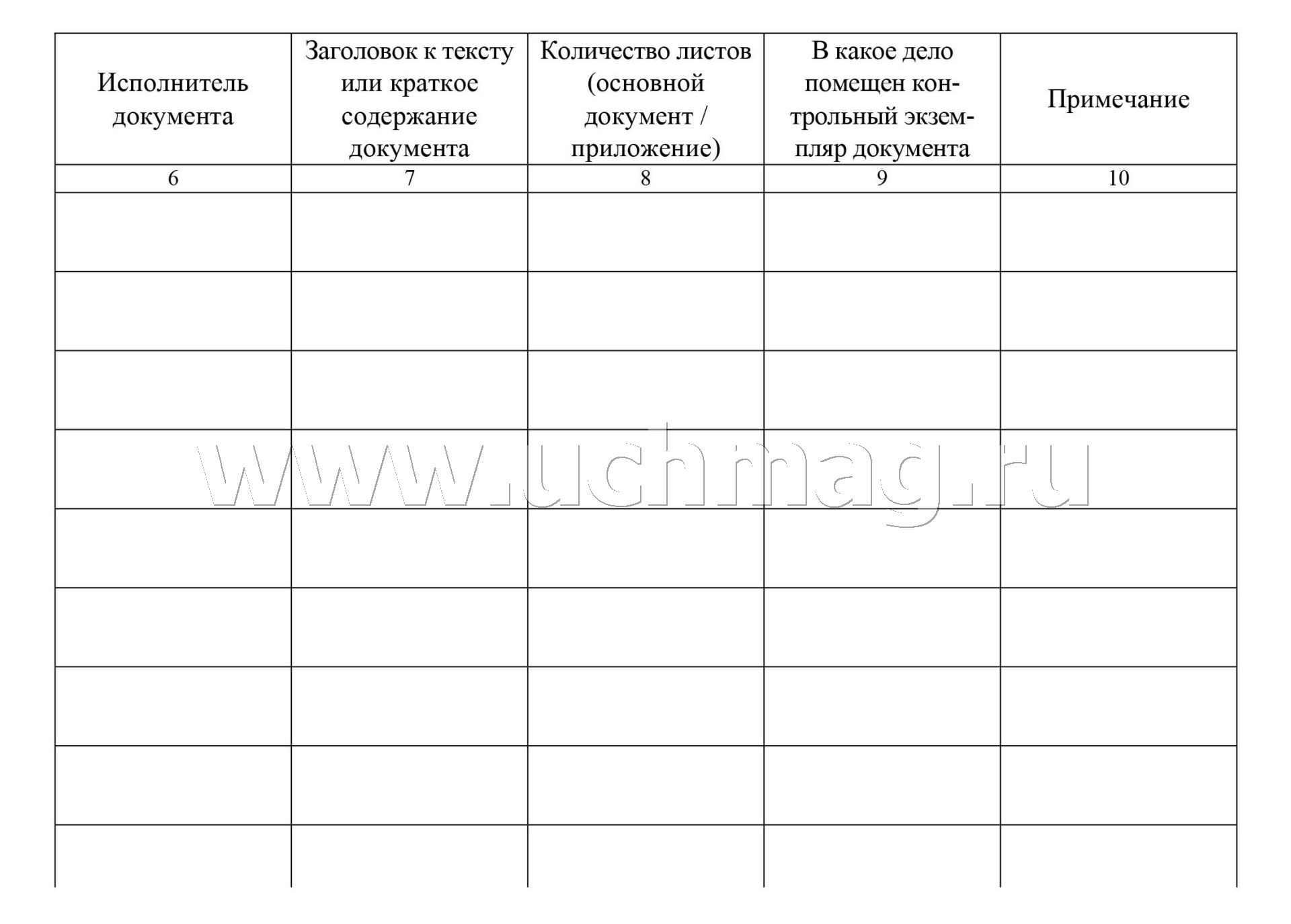 Журнал учета внутренних документов образец
