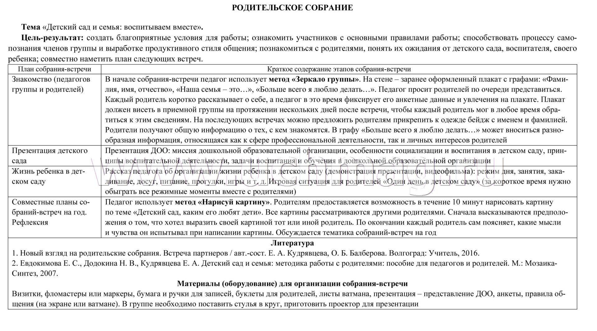 Взаимодействие с семьёй ребёнка. Планирование взаимодействия с семьями  воспитанников на год. Группа младшего возраста от 3 до 4 лет: родительские  собрания, консультации, памятки для родителей, семейные праздники. Комплект  из 16 двусторонних карт –