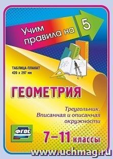 Геометрия. Треугольник. Вписанная и описанная окружности. 7-11 классы: Таблица-плакат 420х297 — интернет-магазин УчМаг