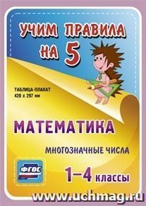 Математика. Многозначные числа. 1-4 классы: Таблица-плакат 420х297 — интернет-магазин УчМаг