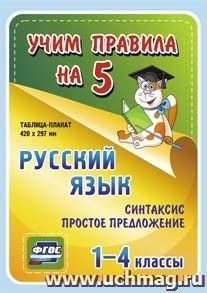 Русский язык. Синтаксис. Простое предложение. 1-4 классы.: Таблица-плакат 420х297 — интернет-магазин УчМаг