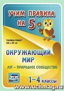 Окружающий мир. Луг - природное сообщество. 1-4 классы: Таблица-плакат 420х297 — интернет-магазин УчМаг