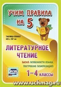 Литературное чтение. Басня: особенности языка, построение (композиция). 1-4 классы: Таблица-плакат 420х297