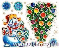 Новогодние украшения на окна "Снеговик и елка" — интернет-магазин УчМаг