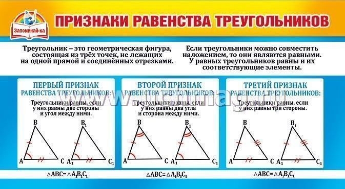  Пособие по теме Треугольники. Признаки равенства треугольников