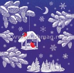 Набор новогодних оформительских наклеек "Снегири в лесу" — интернет-магазин УчМаг