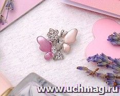 Брошь "Бабочка", оригинальная, малая, розовая в серебре — интернет-магазин УчМаг