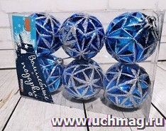 Набор новогодних шариков, синие, 6 шт. — интернет-магазин УчМаг