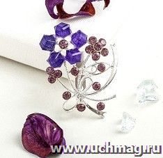 Брошь "Цветы" букет, фиолетовая в серебре — интернет-магазин УчМаг