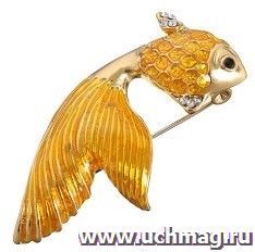 Брошь "Рыбка золотая", желтая, в золоте — интернет-магазин УчМаг