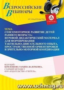 Оформление сертификата участника вебинара 24.06.2026 «Сенсомоторное развитие детей раннего возраста: игровой дидактический материал для формирования тактильно-двигательного опыта, пространственной ориентировки и зрительно-моторной координации» (объем 4 ч.