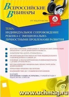 Участие в офлайн-вебинаре «Индивидуальное сопровождение ребенка с эмоционально-личностными проблемами развития» (объем 4 ч.) — интернет-магазин УчМаг