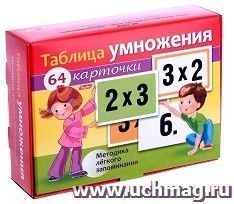 Таблица умножения. Наглядные пособия, 64 карточки — интернет-магазин УчМаг