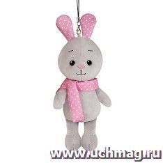 Игрушка мягкая "Кролик" с цветными ушками (серый), 13 см — интернет-магазин УчМаг